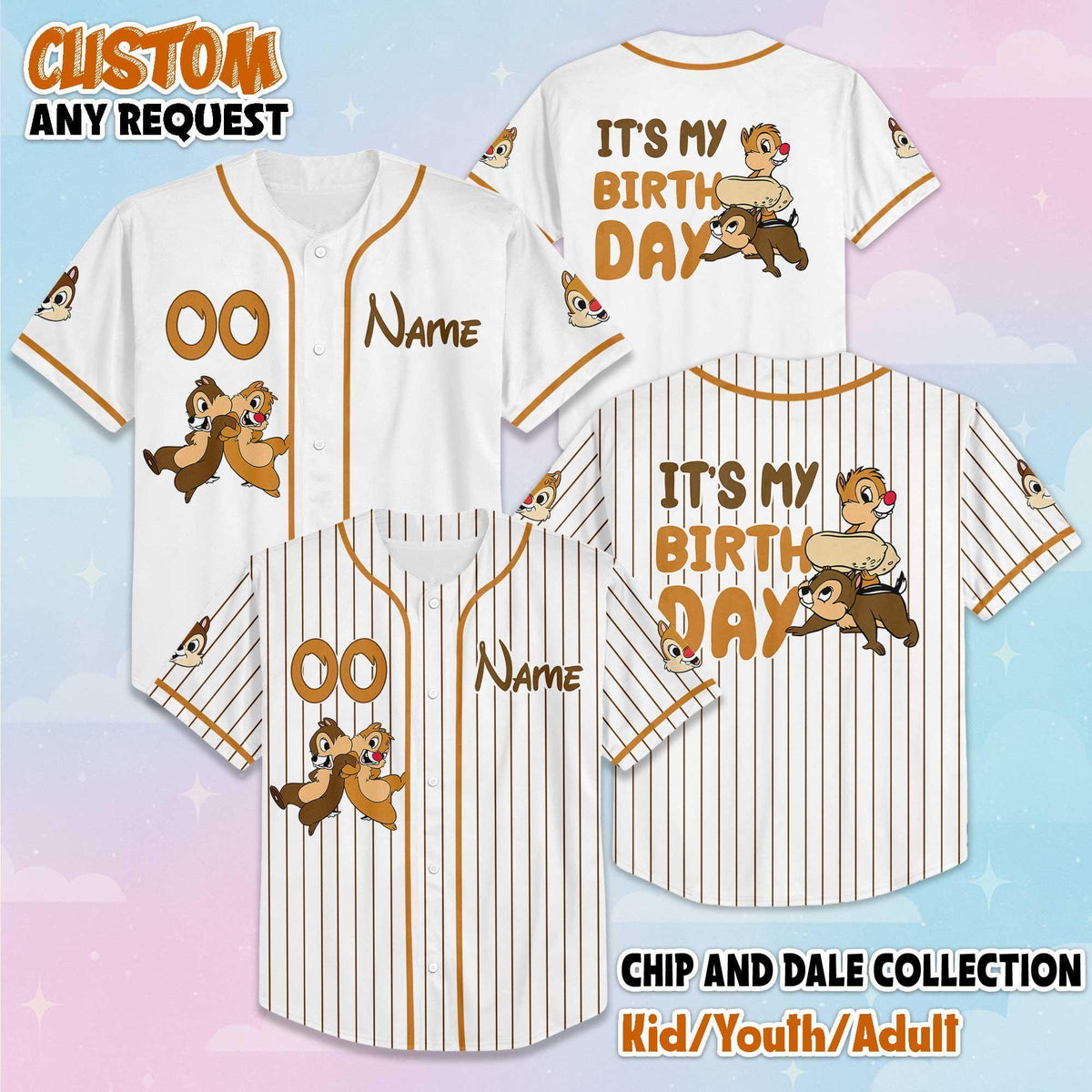 Personalized Chip and Dale Birthday Baseball — Gildan Sweatshirt fan art by Snagva
