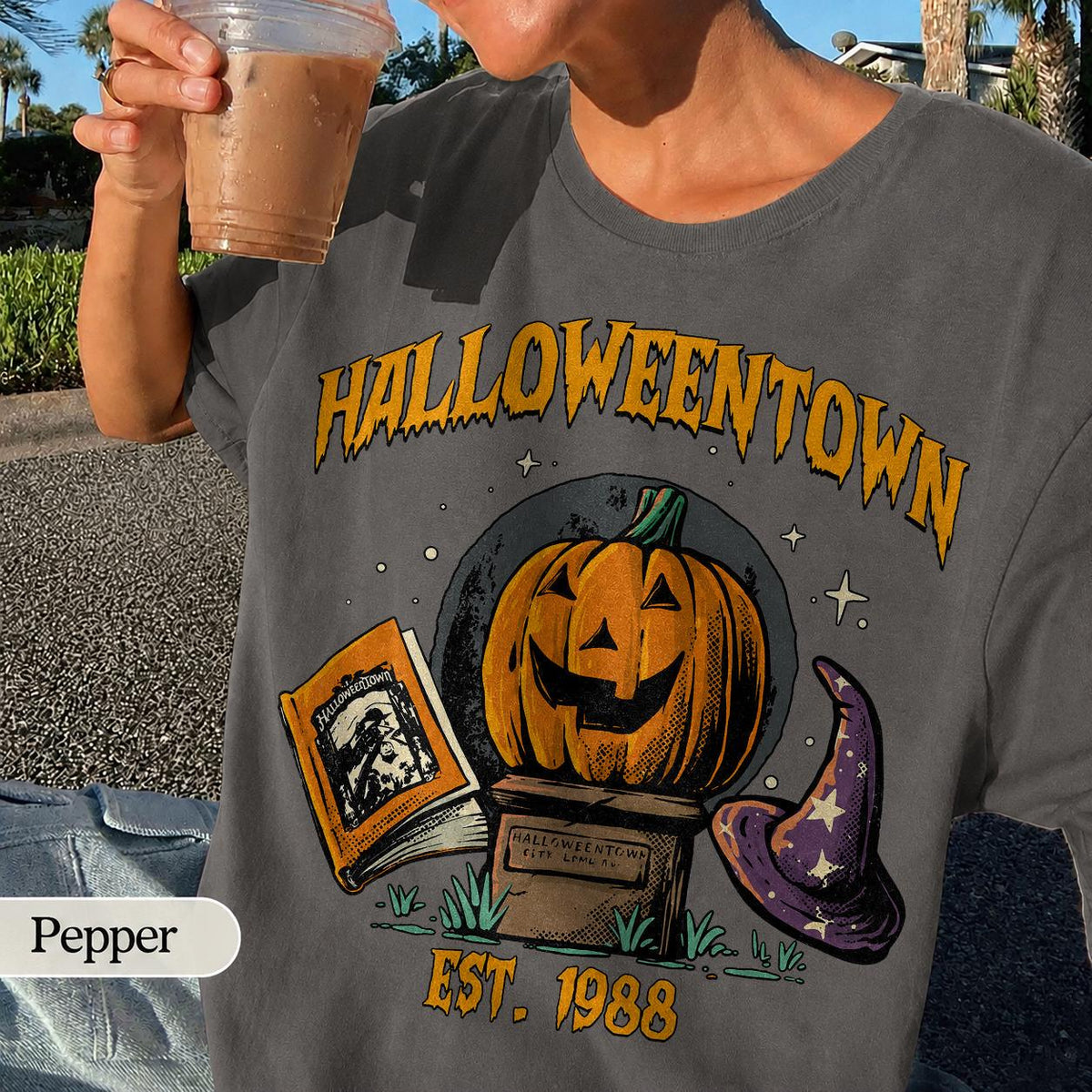 Retro Halloween Town Est 1988 Pumpkin — Gildan Sweatshirt fan art by Snagva (3)