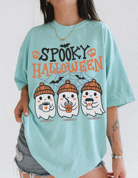 Retro Spooky Halloween Ghost Coffee — Comfort Colors Tee fan art by Snagva (2)