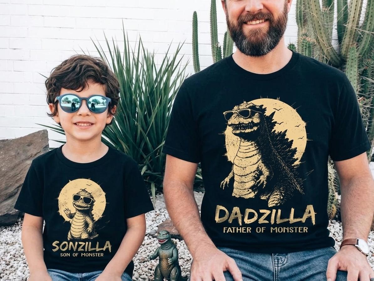 Retro Dadzilla Sonzilla — Bella+Canvas Tee fan art by Snagva