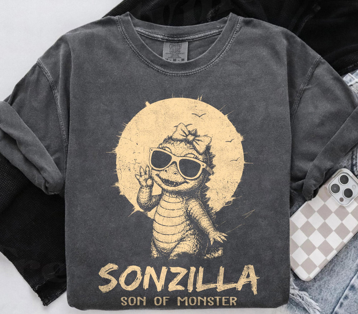 Retro Dadzilla Sonzilla — Comfort Colors Tee fan art by Snagva (3)