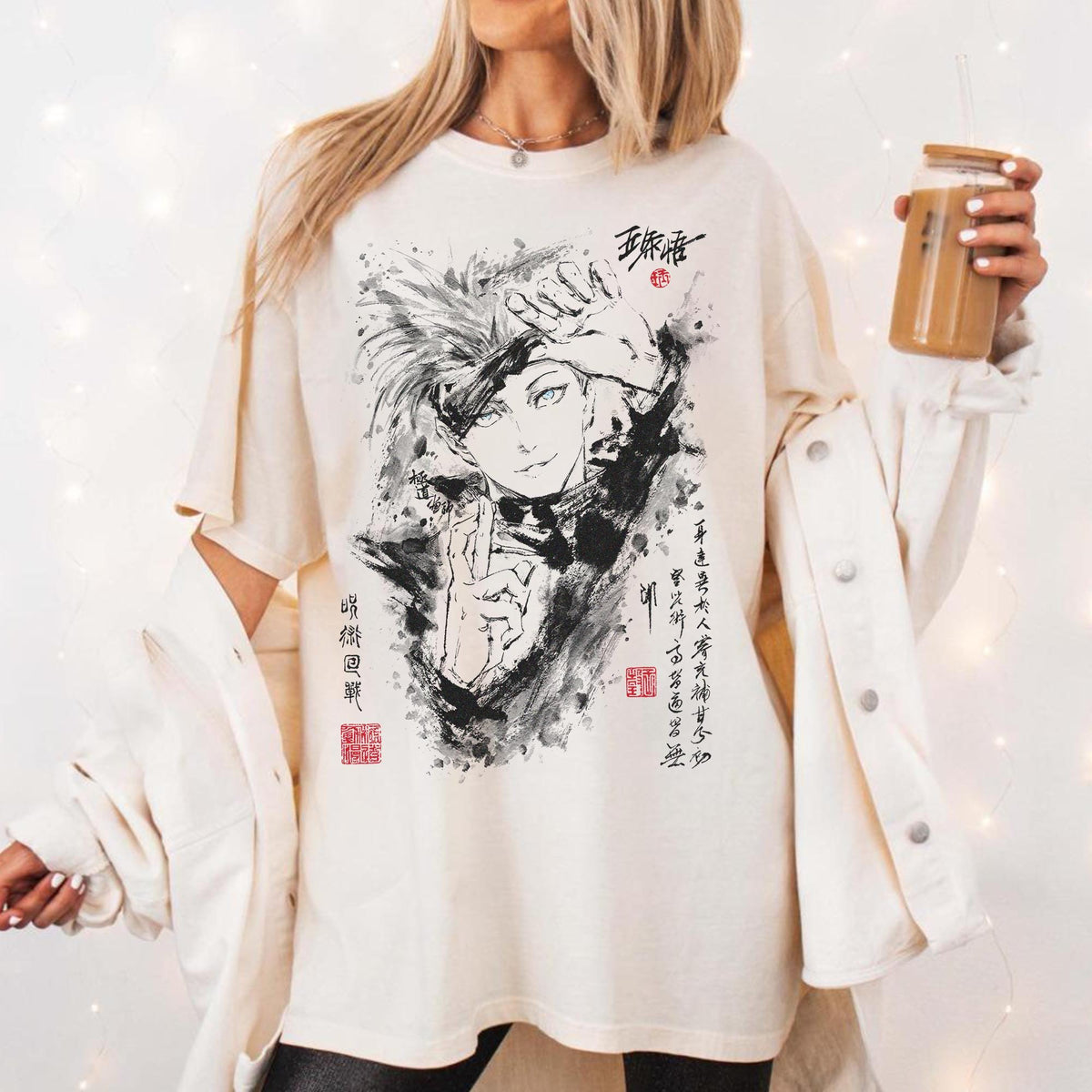Gojo Anime Inkart — Bella+Canvas Tee fan art by Snagva (4)