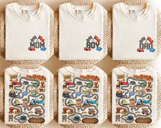 Two Sided Pixar Cars Radiator Springs Map — Comfort Colors Tee