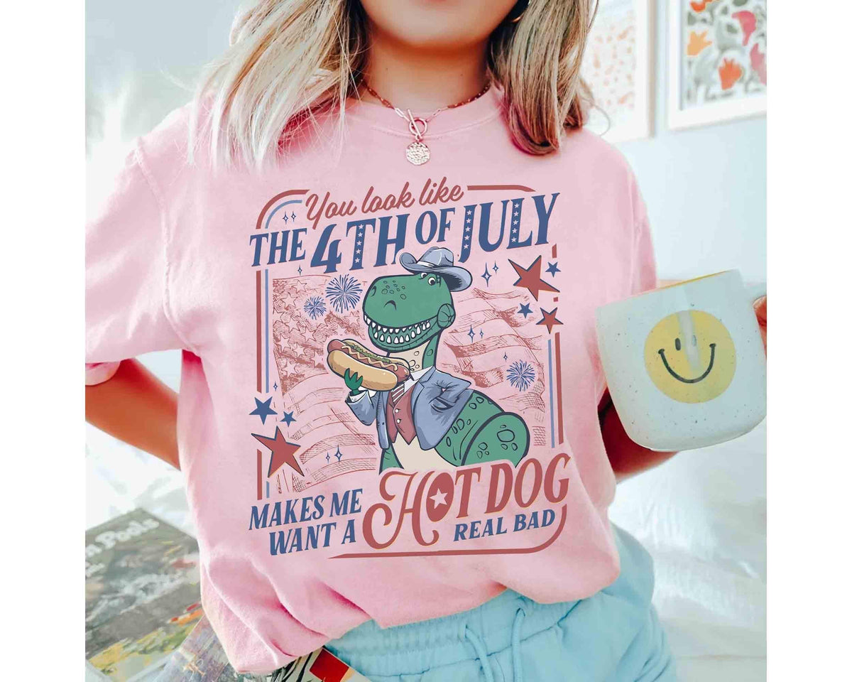 Comfort Colors Rex 4th of July Hot Dog — Gildan Hoodie fan art by Snagva (2)