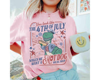Comfort Colors Rex 4th of July Hot Dog — Gildan Hoodie fan art by Snagva (2)