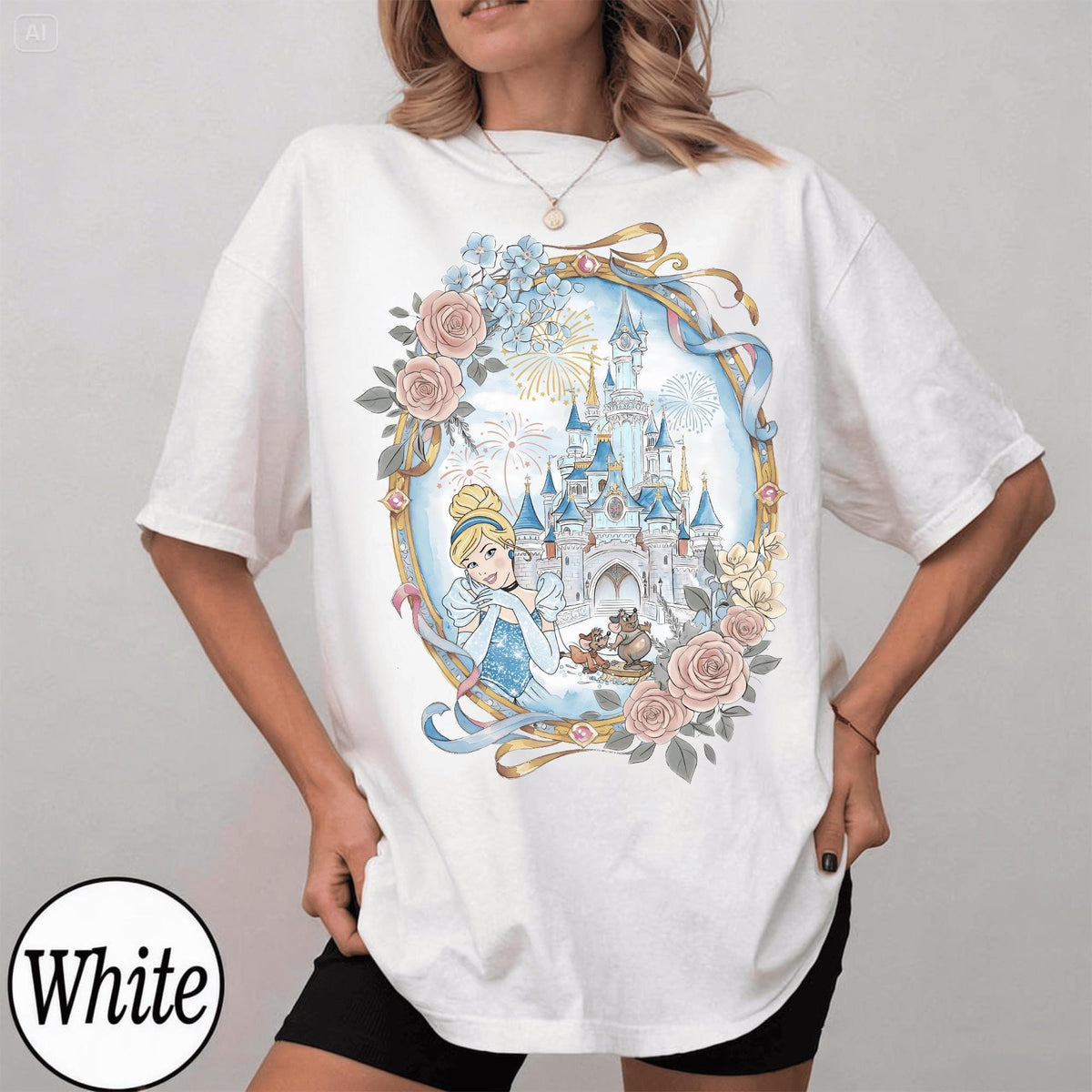 Cinderella Watercolor Castle — Comfort Colors Tee fan art by Snagva (3)