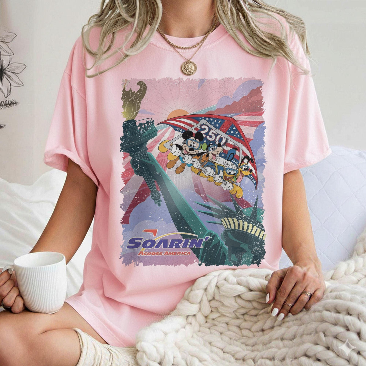 Retro Retro Soarin' Across America Mickey and Friends — Gildan Hoodie fan art by Snagva (4)