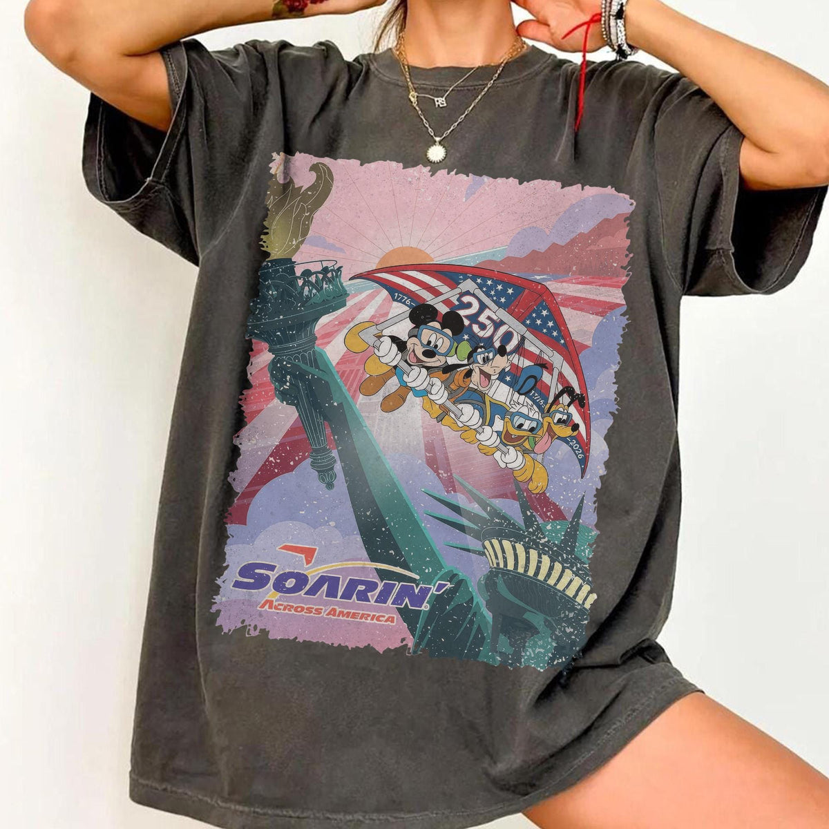 Retro Retro Soarin' Across America Mickey and Friends — Bella+Canvas Tee fan art by Snagva (5)
