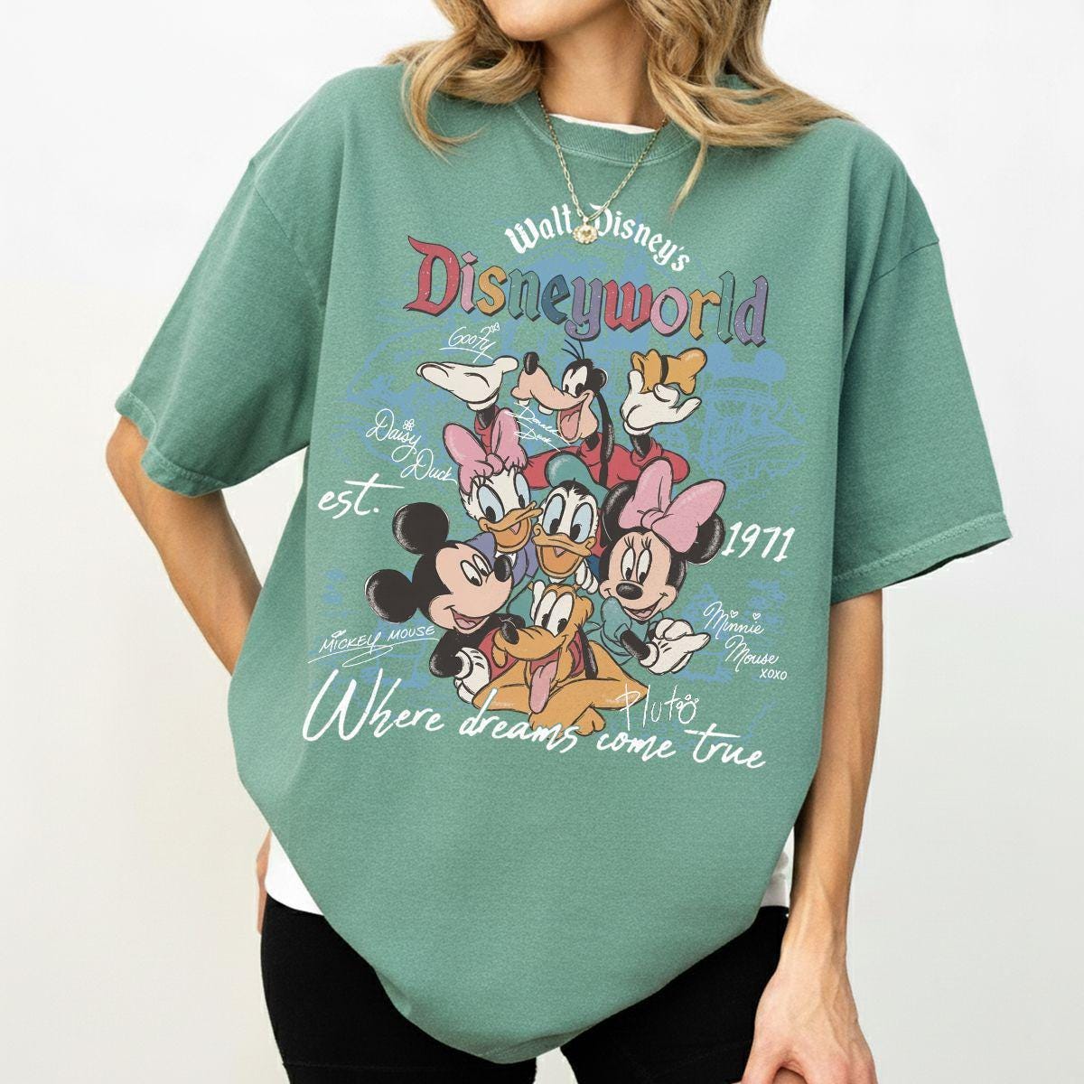 Retro Disneyworld Est 1971 Mickey Minnie Group — Bella+Canvas Tee fan art by Snagva (3)