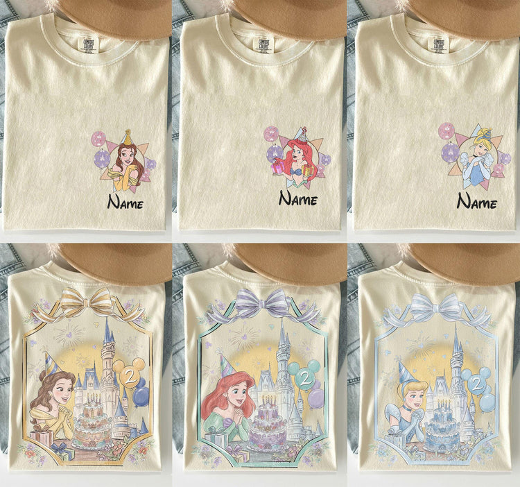 2 Side Personalized Name Age Disney Princess Birthday — Gildan Sweatshirt fan art by Snagva