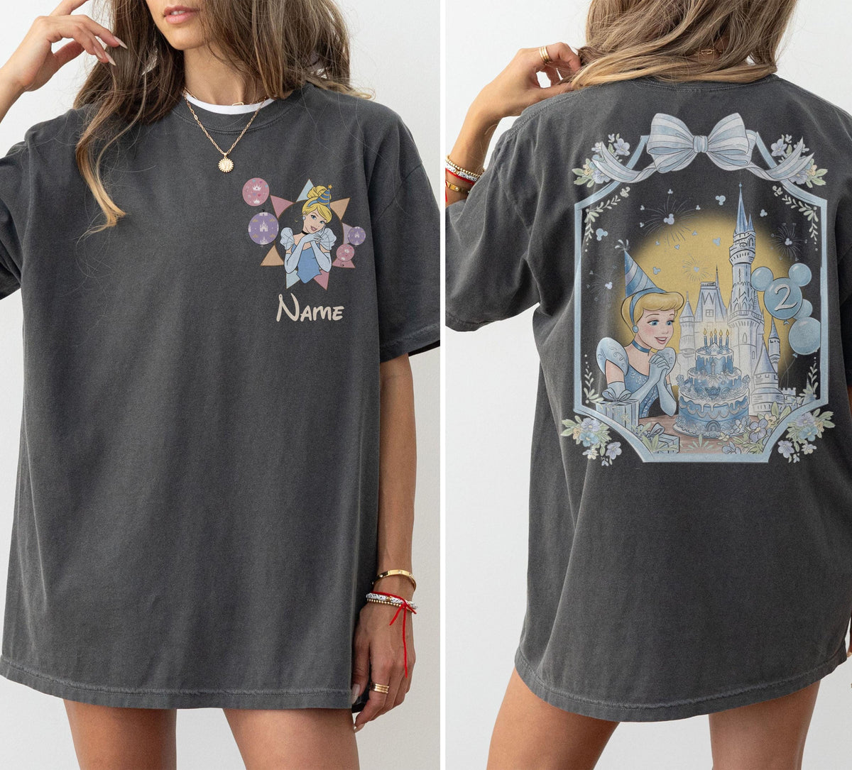 2 Side Personalized Name Age Disney Princess Birthday — Gildan Sweatshirt fan art by Snagva (4)