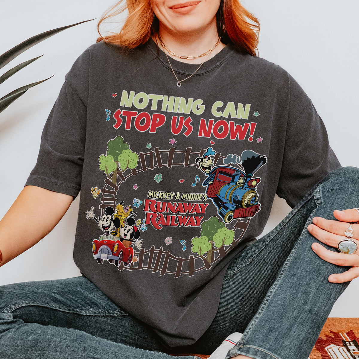Retro Mickey and Minnie's Runaway Railway Nothing Can Stop U — Comfort Colors Tee fan art by Snagva (4)