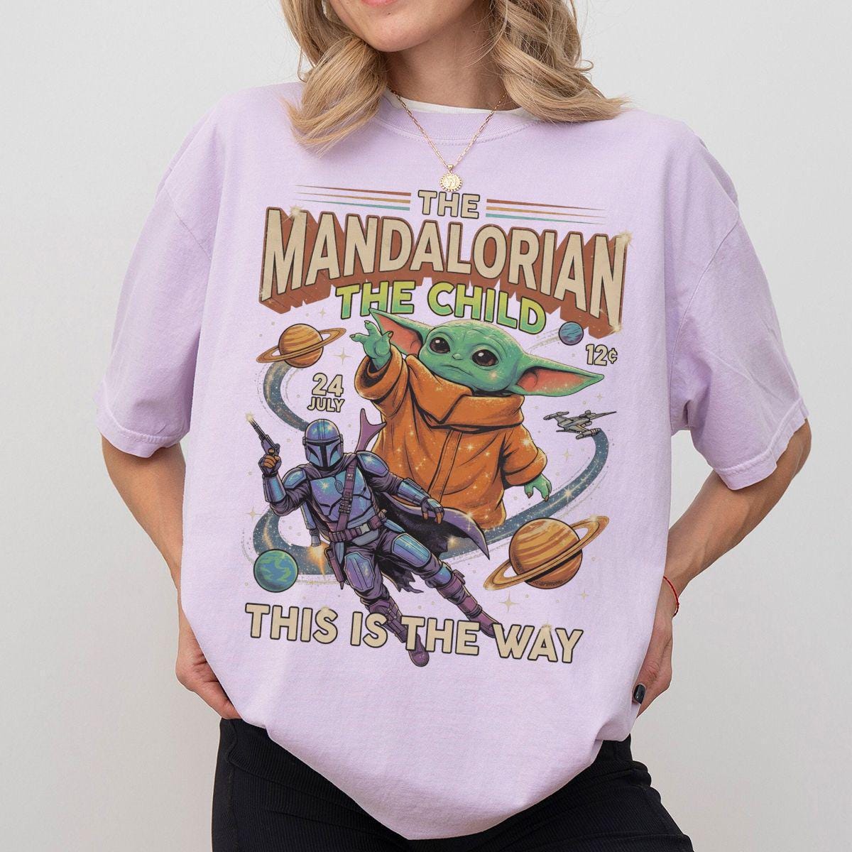 Retro Star Wars The Mandalorian The Child — Gildan Hoodie fan art by Snagva (3)