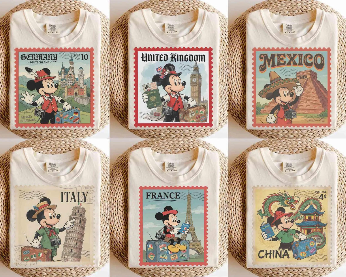 Retro Disney Mickey Mouse Epcot World Showcase — Bella+Canvas Tee fan art by Snagva