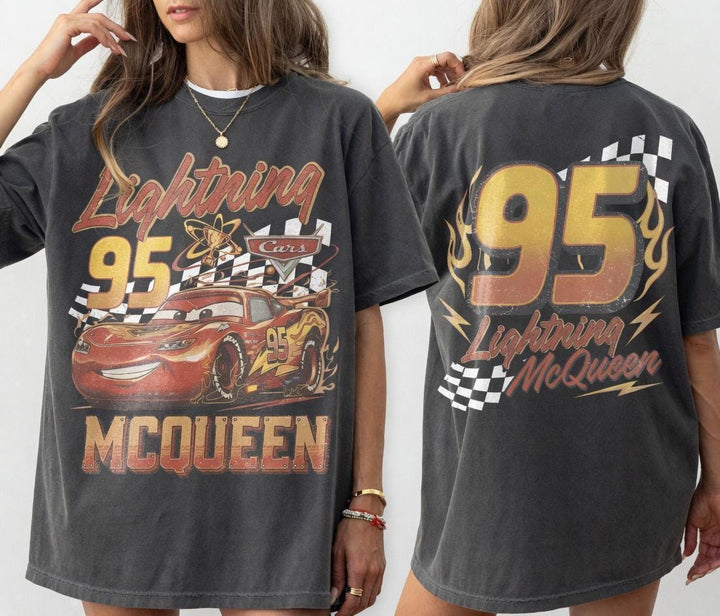 Retro Disney Cars Lightning McQueen 95 — Bella+Canvas Tee fan art by Snagva
