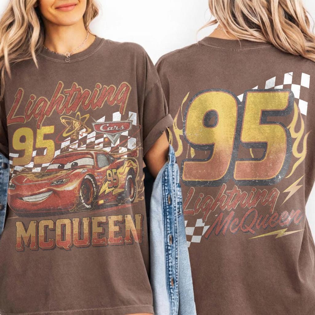 Retro Disney Cars Lightning McQueen 95 — Gildan Hoodie fan art by Snagva (3)