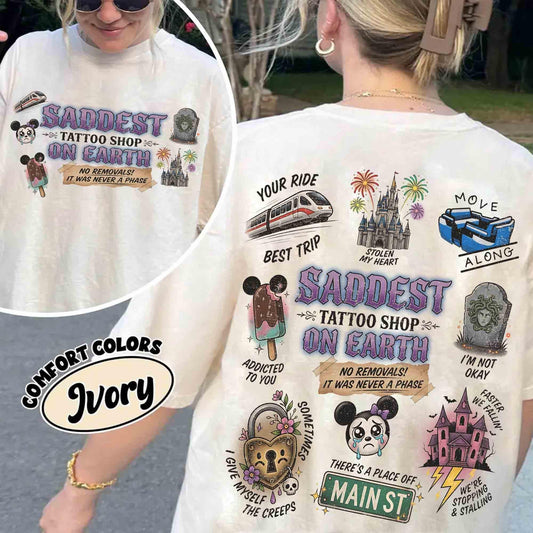 2-sided Disney Saddest Place Tattoo Shop On Earth Comfort co — Gildan Hoodie