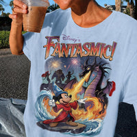 Retro Fantasmic Sorcerer Mickey Fighting Dragon Scene — Comfort Colors Tee fan art by Snagva (3)