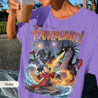 Retro Fantasmic Sorcerer Mickey Fighting Dragon Scene — Gildan Hoodie fan art by Snagva (4)