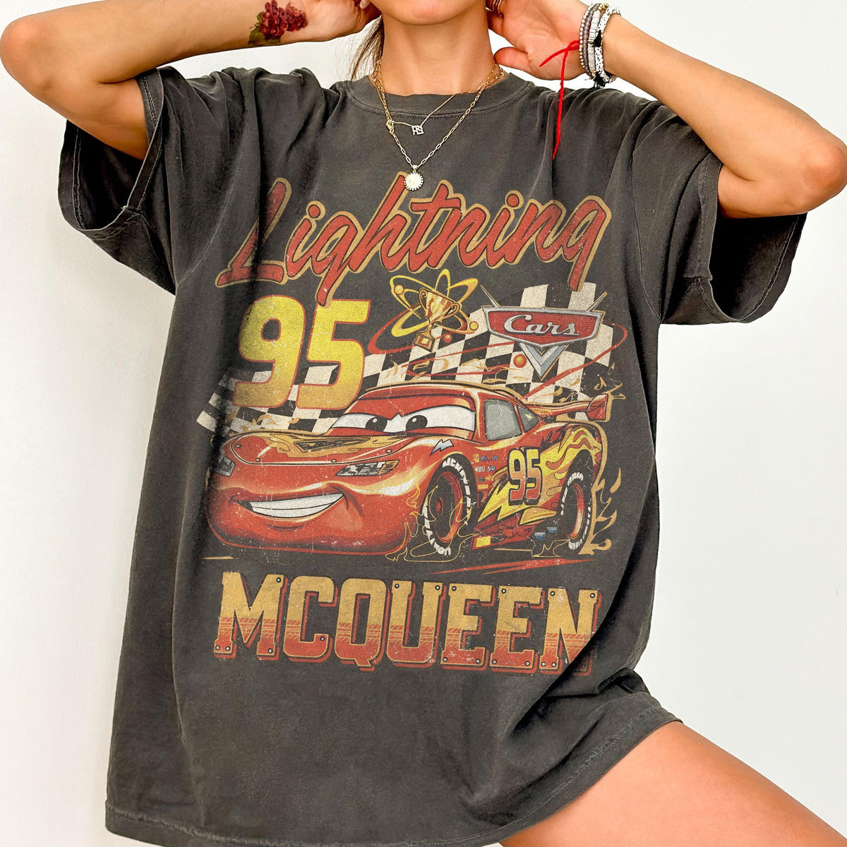 Retro Lightning McQueen Comfort Colors — Gildan Hoodie fan art by Snagva (3)