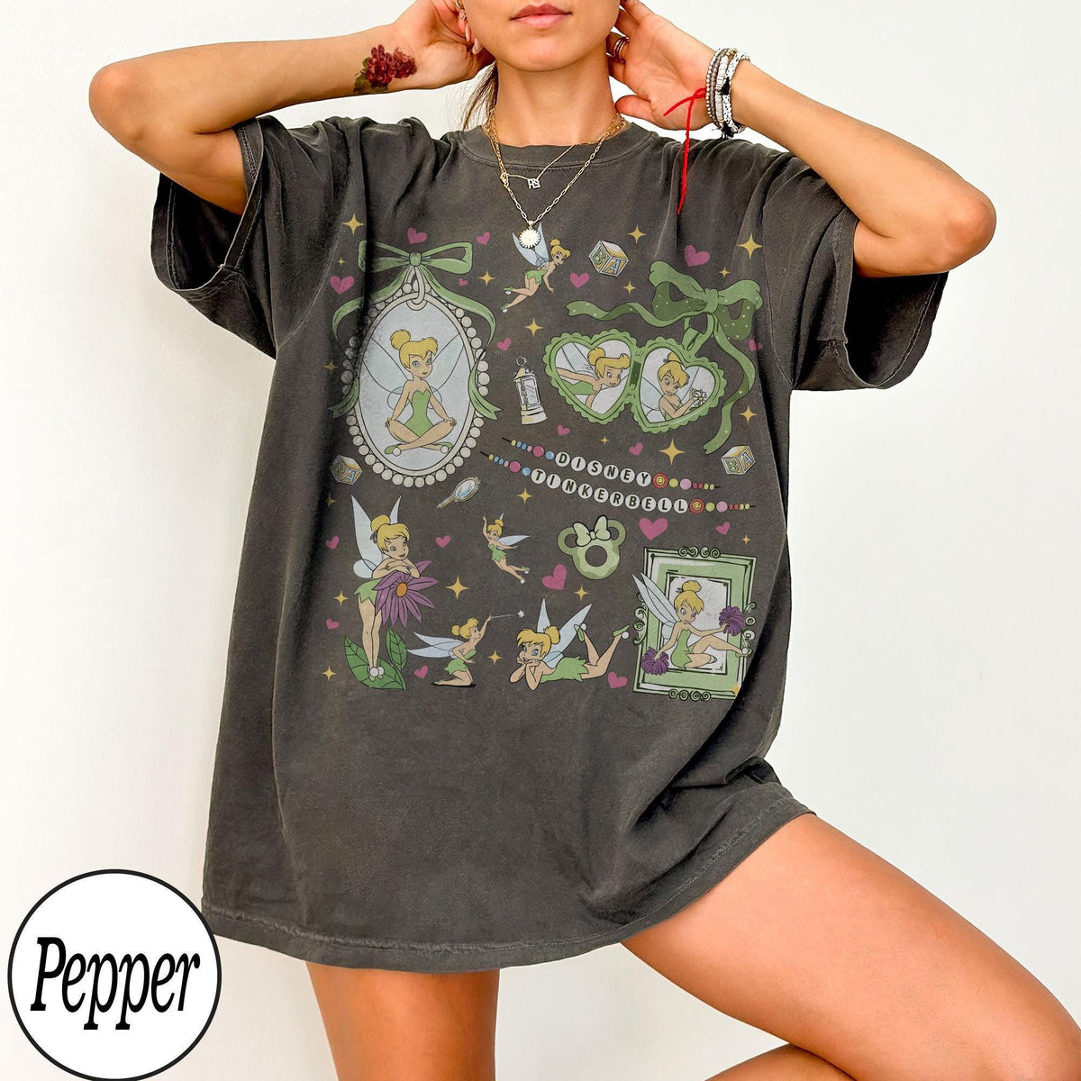 Coquette Tinker Bell Shirt Cute Bows Disney Fairy — Bella+Canvas Tee fan art by Snagva (3)