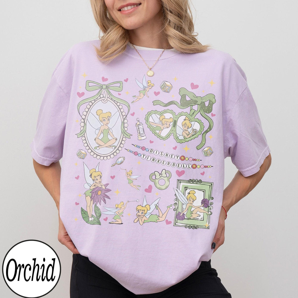 Coquette Tinker Bell Shirt Cute Bows Disney Fairy — Gildan Sweatshirt fan art by Snagva (4)
