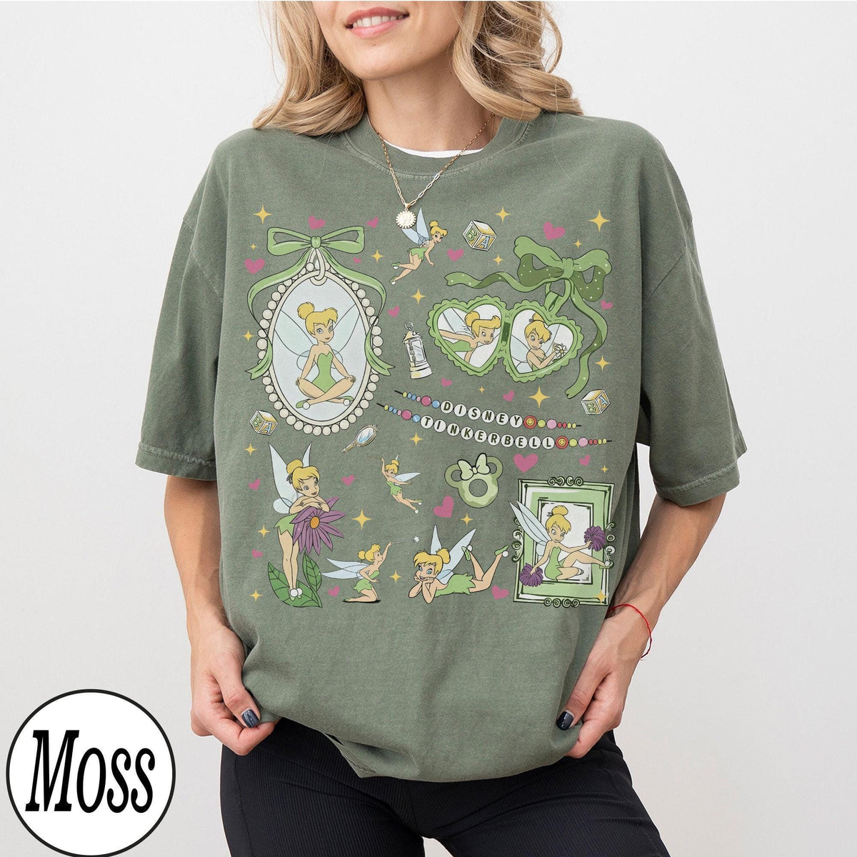 Coquette Tinker Bell Shirt Cute Bows Disney Fairy — Bella+Canvas Tee fan art by Snagva (5)