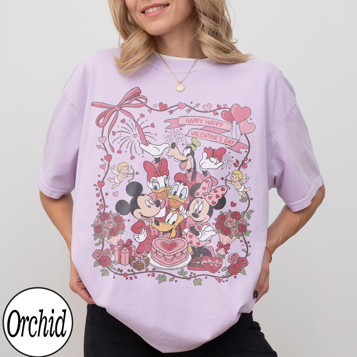 Coquette Bow Mickey And Friends Happy Valentine's Day 2026 — Gildan Hoodie fan art by Snagva (3)