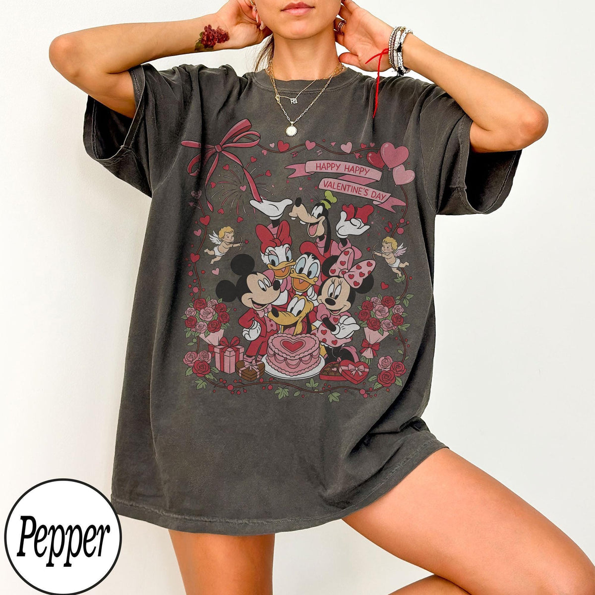 Coquette Bow Mickey And Friends Happy Valentine's Day 2026 — Gildan Hoodie fan art by Snagva (5)