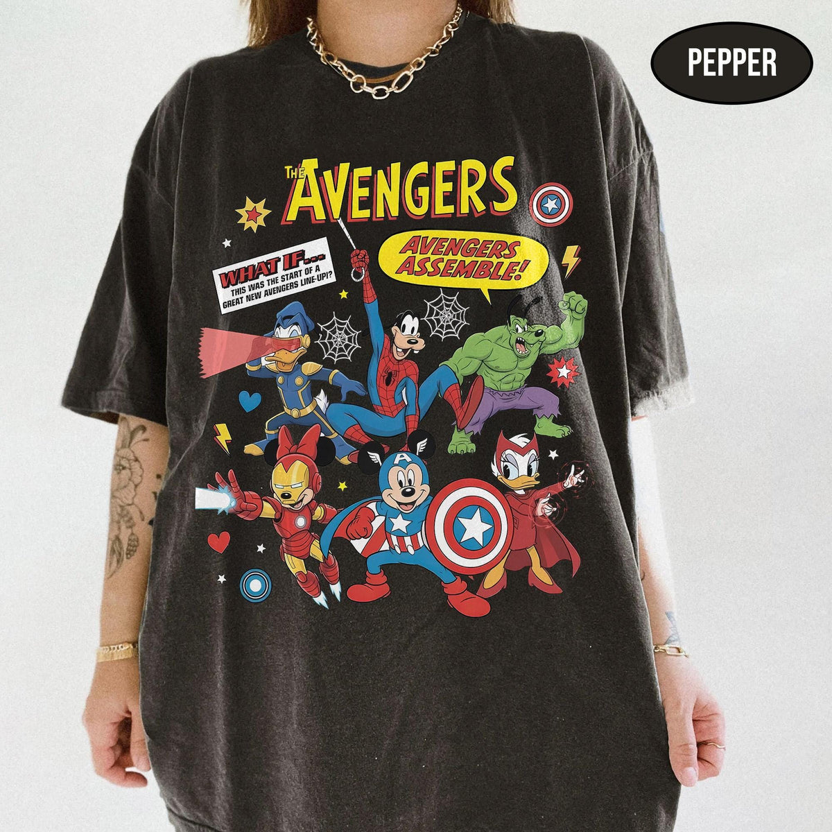 Comfort Colors What If Mickey & Friends Marvel Avengers — Gildan Hoodie fan art by Snagva (2)