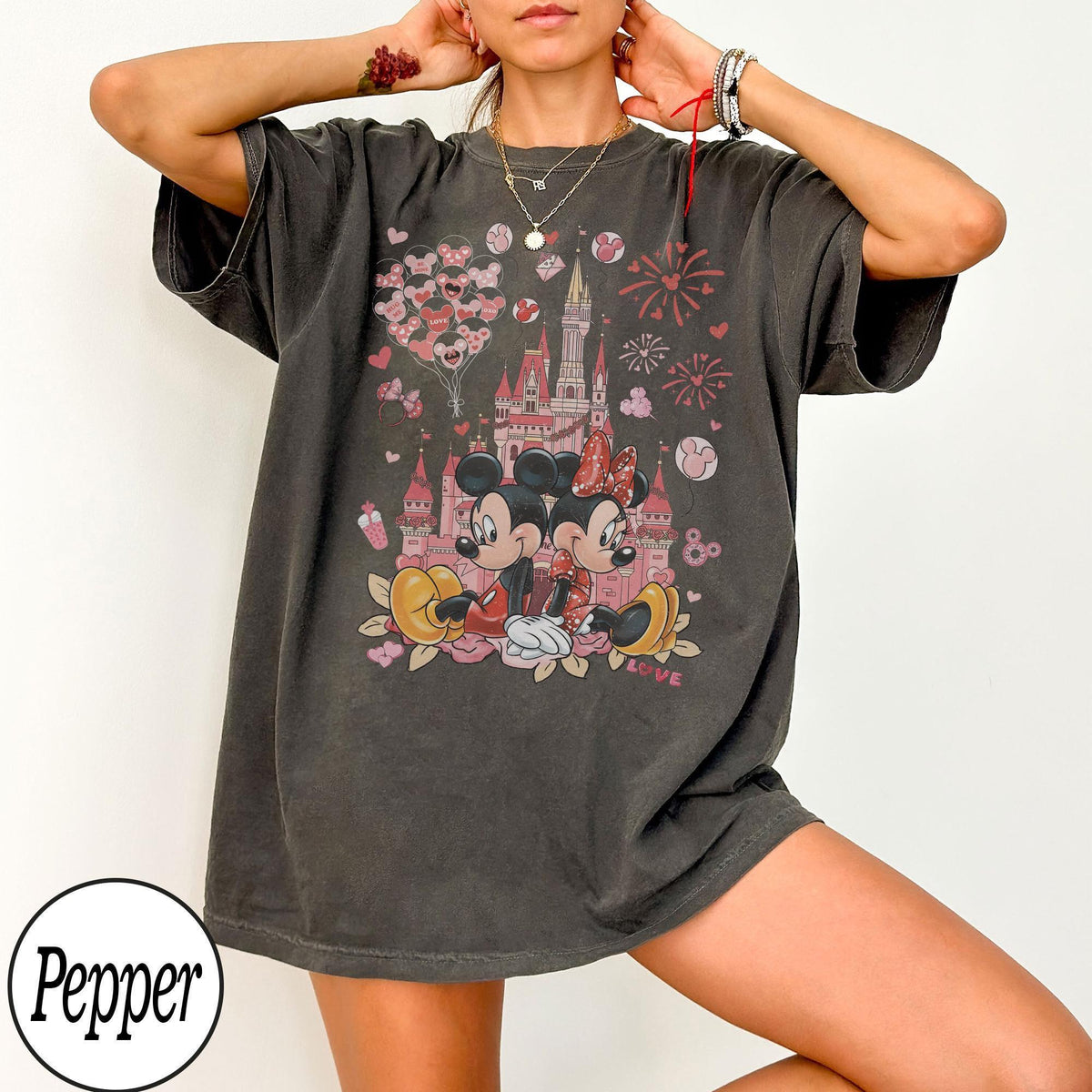 Comfort Colors Mickey Minnie Love Castle — Bella+Canvas Tee fan art by Snagva (4)