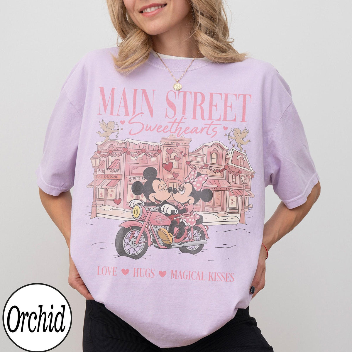 Comfort Colors Mickey Minnie Main Street Sweethearts Valenti — Gildan Hoodie fan art by Snagva (4)