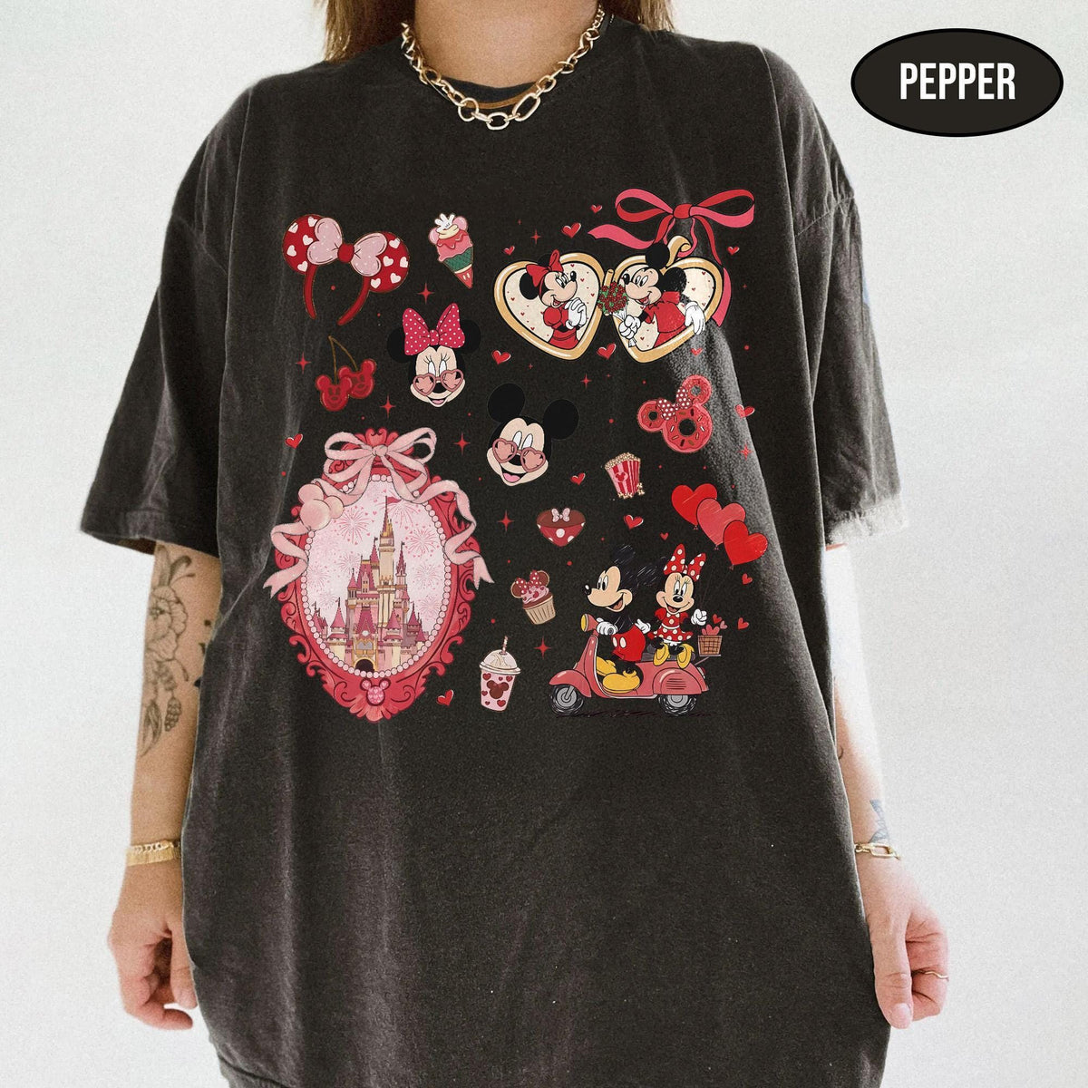 Comfort Colors Coquette Bow Mickey & Minnie Valentine — Comfort Colors Tee fan art by Snagva (3)