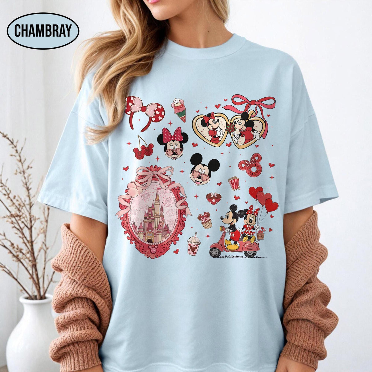 Comfort Colors Coquette Bow Mickey & Minnie Valentine — Bella+Canvas Tee fan art by Snagva (4)