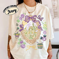 Retro Watercolor Coquette Bow Castle — Bella+Canvas Tee fan art by Snagva
