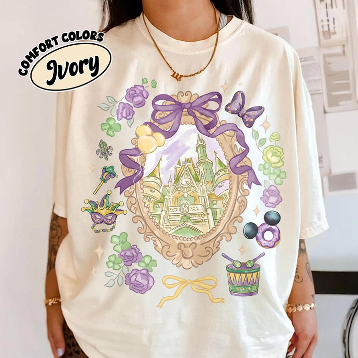 Retro Watercolor Coquette Bow Castle — Comfort Colors Tee fan art by Snagva