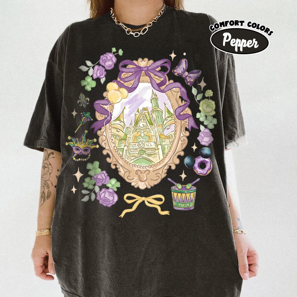 Retro Watercolor Coquette Bow Castle — Gildan Hoodie fan art by Snagva (2)