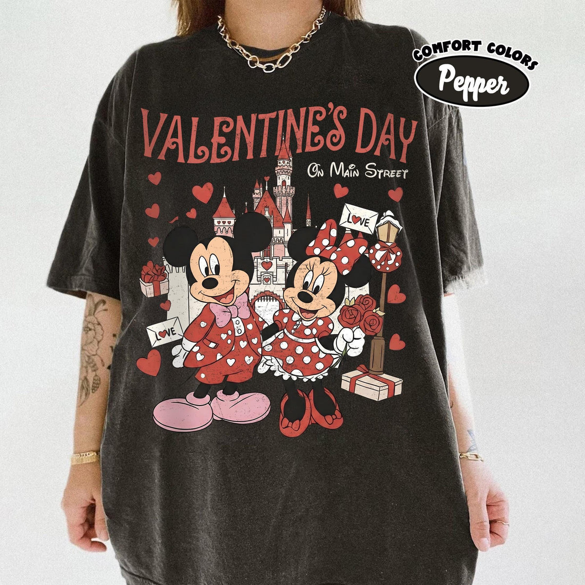Retro Mickey & Minnie Valentine Couple Shirts — Gildan Sweatshirt fan art by Snagva (5)