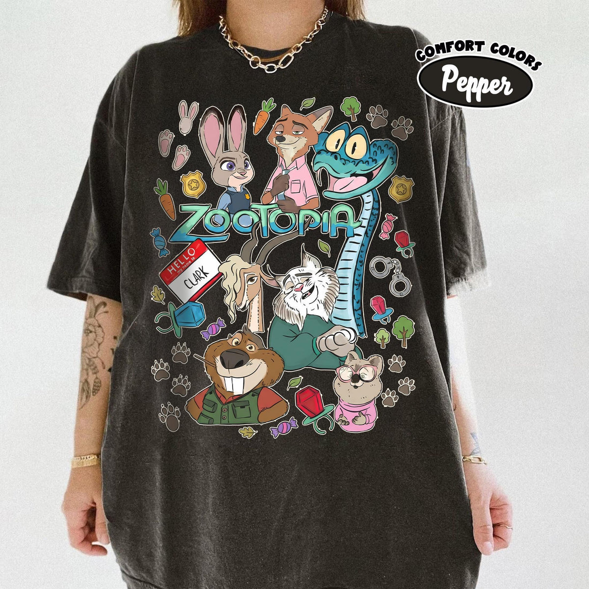 Retro Zootopia 2 Characters Group — Bella+Canvas Tee fan art by Snagva (5)