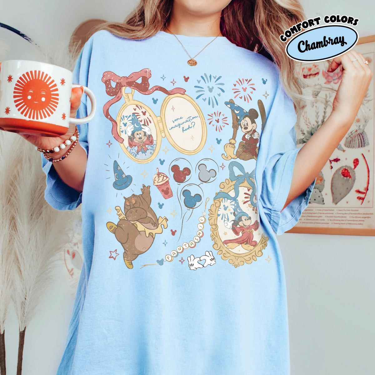 Retro Disney Coquette Bow Mickey Sorcerer Comfort Colors Shi — Bella+Canvas Tee fan art by Snagva (4)