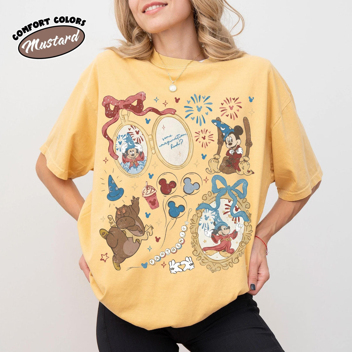 Retro Disney Coquette Bow Mickey Sorcerer Comfort Colors Shi — Gildan Hoodie fan art by Snagva (6)