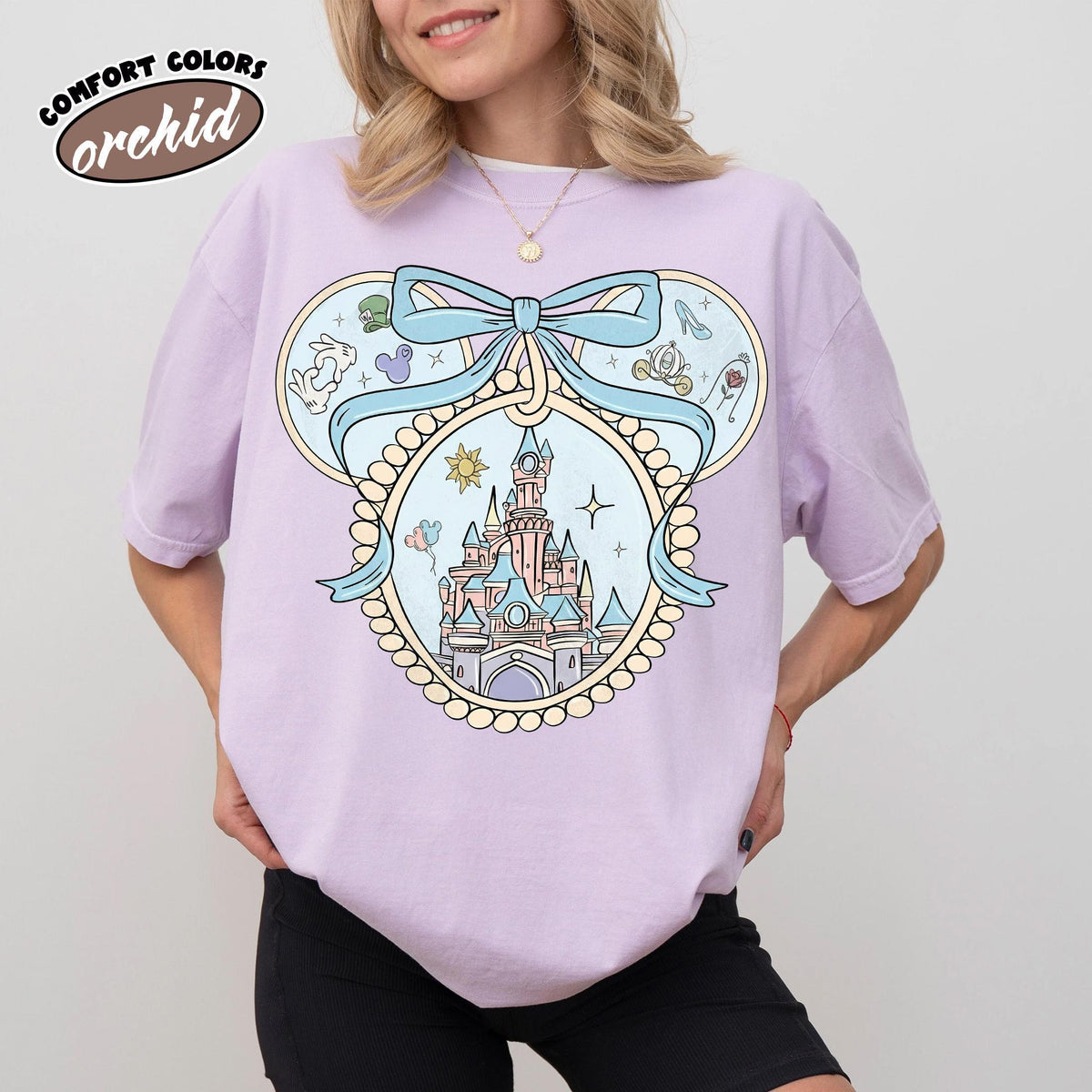 Retro Disney Castle Coquette — Bella+Canvas Tee fan art by Snagva