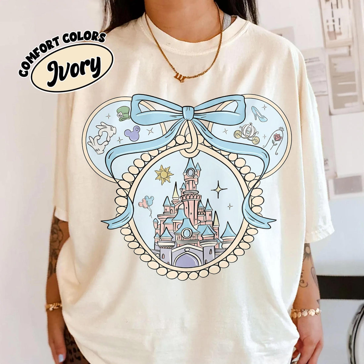 Retro Disney Castle Coquette — Bella+Canvas Tee fan art by Snagva (2)