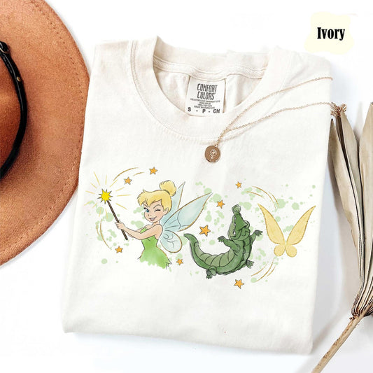 Comfort Colors Peter Pan Tinker Bell Watercolor Sketch — Bella+Canvas Tee