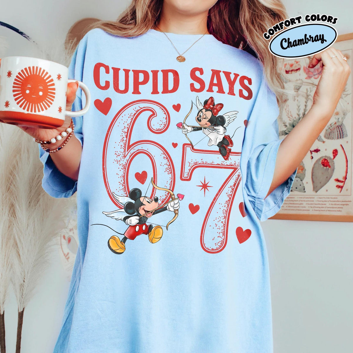 Retro Comfort Colors® Cupid Says 67 Disney Valentine Shirts — Gildan Hoodie fan art by Snagva (3)