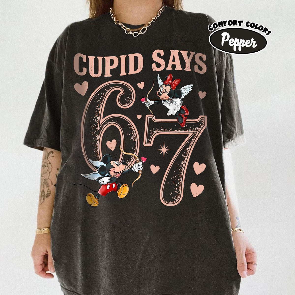 Retro Comfort Colors® Cupid Says 67 Disney Valentine Shirts — Gildan Hoodie fan art by Snagva (4)