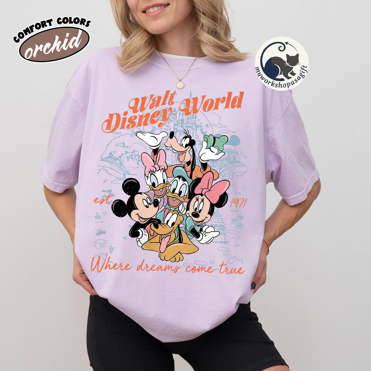 Retro Comfort Colors Mickey & Friends — Gildan Hoodie fan art by Snagva (5)