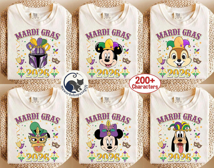 Personalized Mickey & Friends Disney Mardi Gras Shirts — Comfort Colors Tee fan art by Snagva