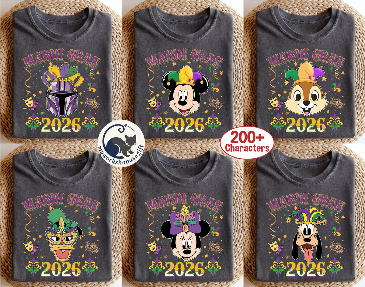 Personalized Mickey & Friends Disney Mardi Gras Shirts — Bella+Canvas Tee fan art by Snagva (2)