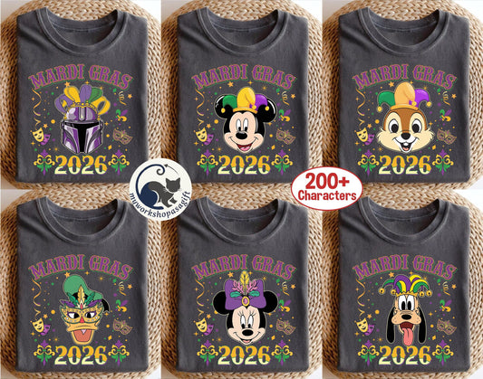 Personalized Mickey & Friends Disney Mardi Gras Shirts — Bella+Canvas Tee